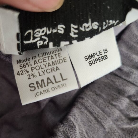 Flax Pull On Wide Leg Cropped‎ Pants Womens Small Gray Slinky Acetate No Iron - Picture 5 of 13